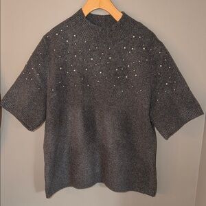 Abercrombie and Fitch Pearl Embellished Mockneck Sweater Size XL